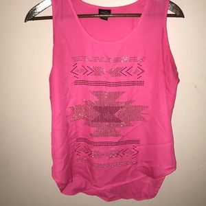 Sheer neon pink tank top